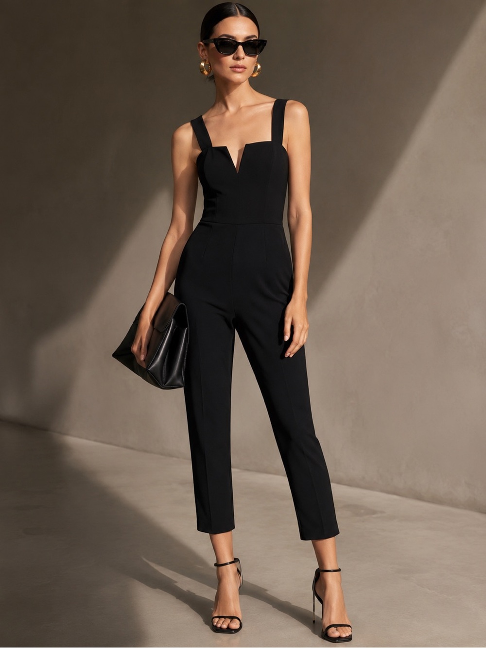 Amanda Uprichard Nia Straight-Leg Black Sleeveless Jumpsuit Small‎